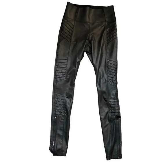 Athleta Size XS Delancey Gleam Moto Tight Leggings Black ankle zip New pants - Picture 1 of 10